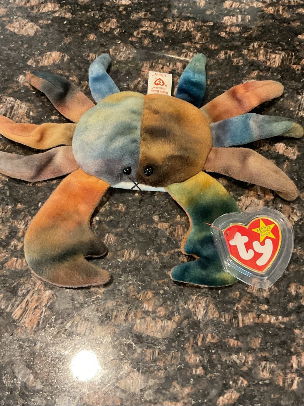 Ty Multicolor Tie-Dye Crab Plush - Blue, Green, Brown, Orange